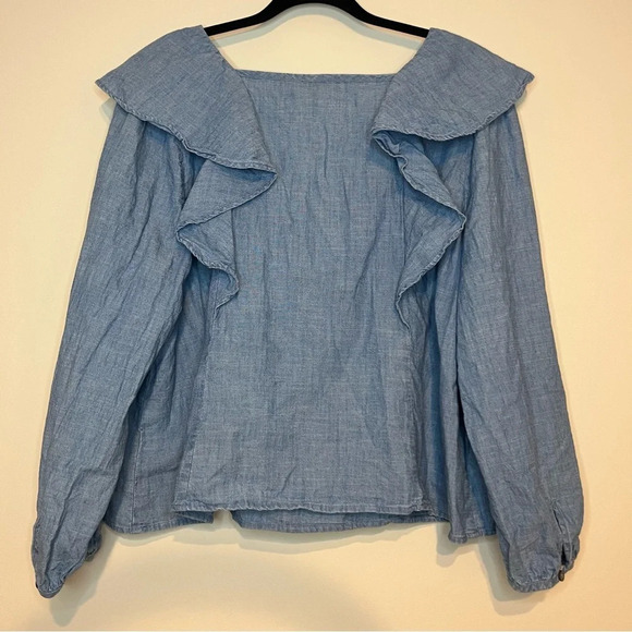 J CREW Factory Set of 2 NWOT Ruffle Shoulder Longsleeve Blouses - Picture 7 of 14